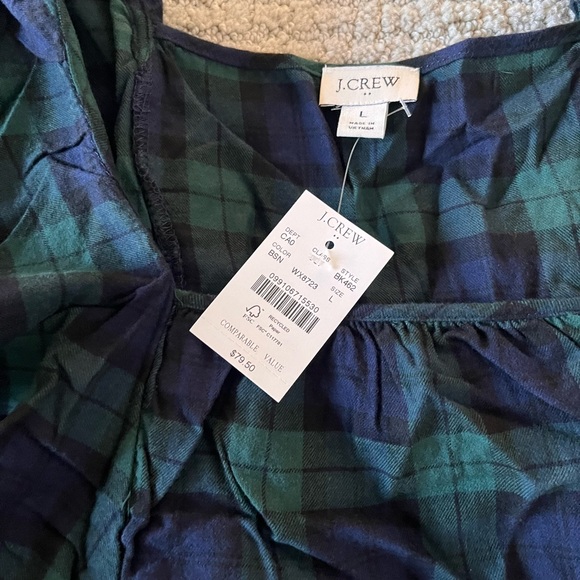 J Crew Factory black watch plaid ruffle top - L - Picture 5 of 8